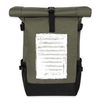 Sheet of music - Roll Top Backpack - olive/black - Front