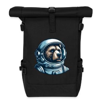 Pensive bear in outer space - Roll Top Backpack - black - Front
