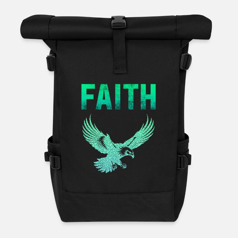 Glaube und Adler Illustration - Rolltop Rucksack - Schwarz