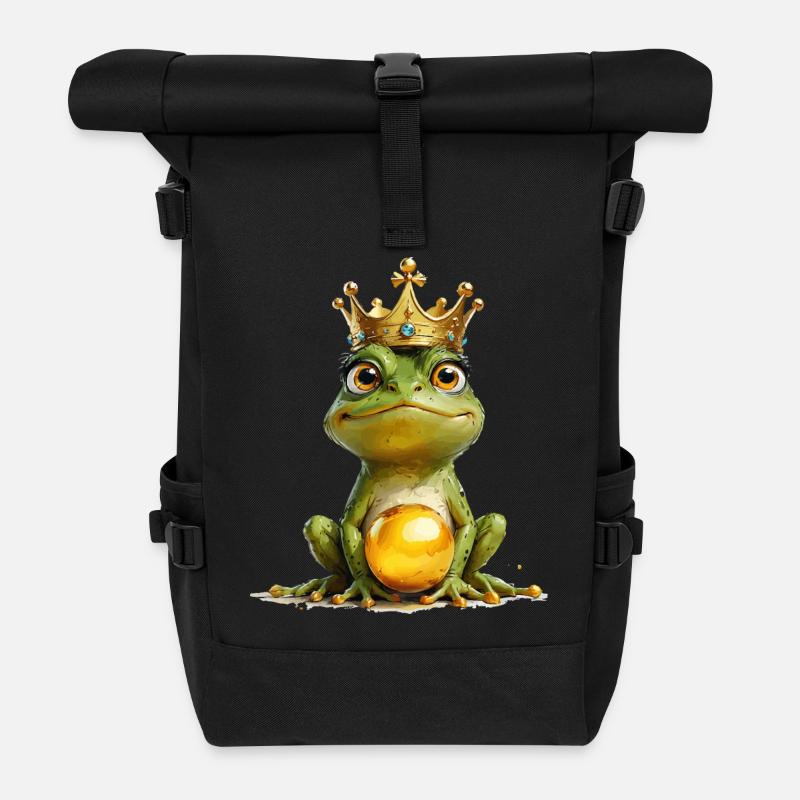 The Frog Prince and the Golden Ball - Roll Top Backpack - black