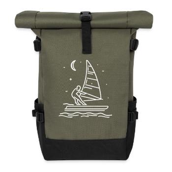 Windsurfer Drawing - Roll Top Backpack - olive/black - Front