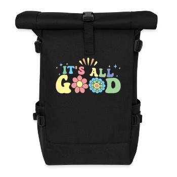 C’est tout bon, des fleurs colorées et des étoiles - Sac à dos roll top - noir - Devant