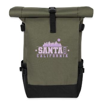 Santa Ana California Stadt in den USA - Rolltop Rucksack - Olive/Schwarz - Vorne