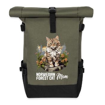 Norwegian Forest Cat Norwegische Waldkatze - Rolltop Rucksack - Olive/Schwarz - Vorne
