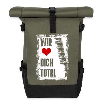 Rostock | Wir lieben dich total | Fussballverein - Rolltop Rucksack - Olive/Schwarz - Vorne