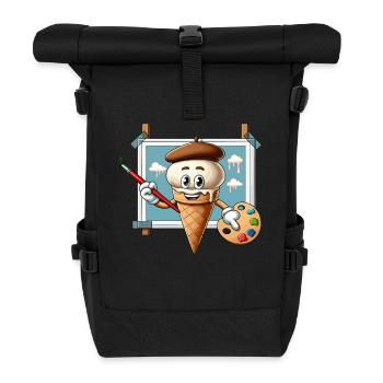Creative Ice Cream Painter With Color Palette - Roll Top Backpack - black - Front