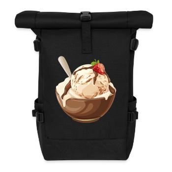 Vanilla Ice Cream with Chocolate Sauce Delight - Roll Top Backpack - black - Front
