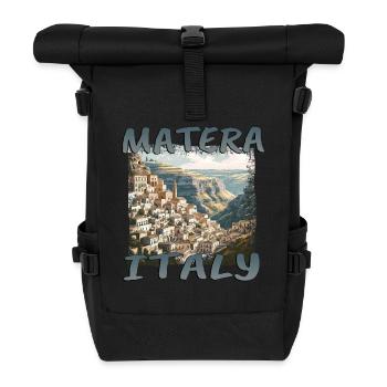 Matera, Italie : vieille ville grunge dans les rochers - Sac à dos roll top - noir - Devant