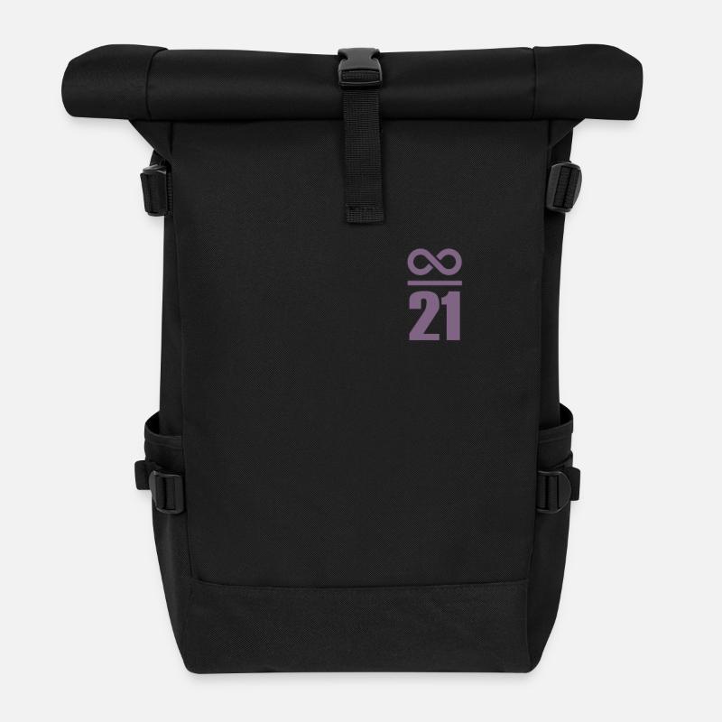 Bitcoin Sprüche Wertspeicher Unendlich 21 Millione - Rolltop Rucksack - Schwarz