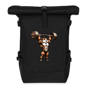 Hamsters soulevant des poids : entraînement de dessin animé - Sac à dos roll top - noir - Devant