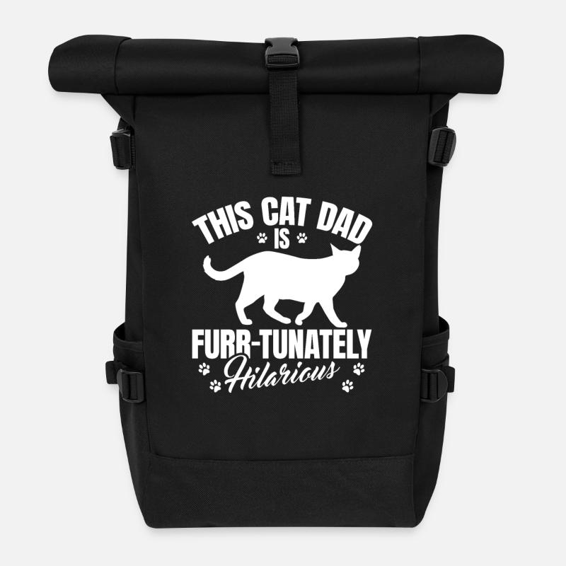 Papa chat - Sac à dos roll top - noir