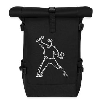 Baseballer Skizze - Rolltop Rucksack - Schwarz - Vorne
