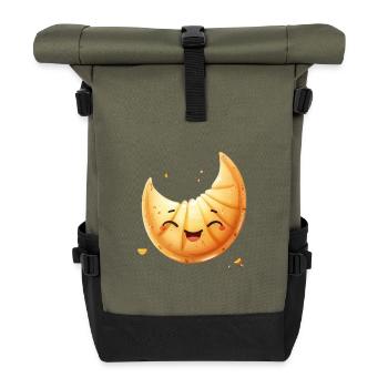 Glückliches Glückskeks Lächeln - Rolltop Rucksack - Olive/Schwarz - Vorne