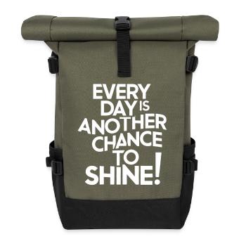 Jeder Tag Eine Neue Chance Zu Glänzen Motivation - Rolltop Rucksack - Olive/Schwarz - Vorne