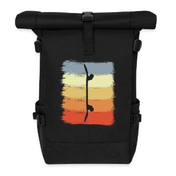 Vintage Skateboard Sketch - Roll Top Backpack - black - Front
