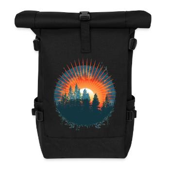 Sunset Forest Silhouette Adventure - Roll Top Backpack - black - Front