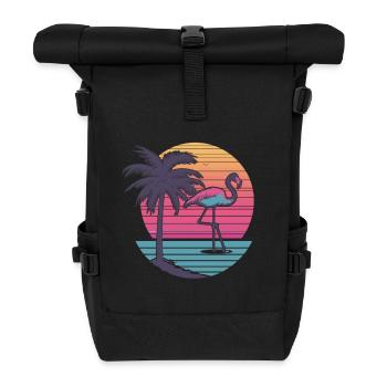 Illustration vintage de flamant rose - Sac à dos roll top - noir - Devant