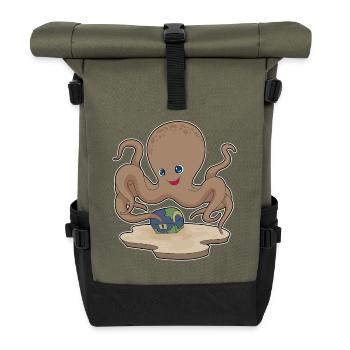 Octopus Treasure Chest - Roll Top Backpack - olive/black - Front