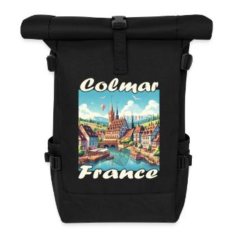 Vieille ville de Colmar, port et canal de style colonial - Sac à dos roll top - noir - Devant