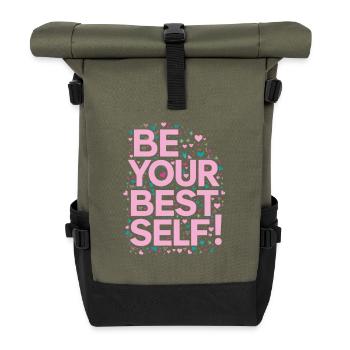 Donnez le meilleur de vous-même - Dicton positif - Sac à dos roll top - olive/noir - Devant