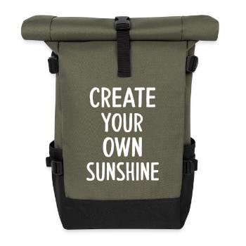 Create Your Own Sunshine Motivation - Roll Top Backpack - olive/black - Front