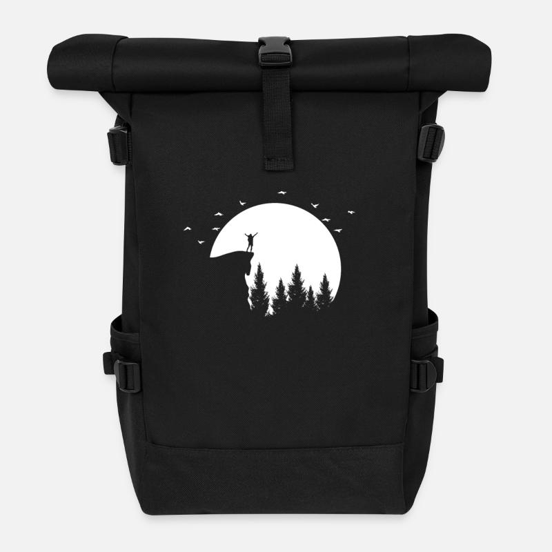 Wandern in der Natur - Rolltop Rucksack - Schwarz
