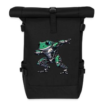 Cooler Roboter-Frosch, der Mech Cyborg betupft - Rolltop Rucksack - Schwarz - Vorne