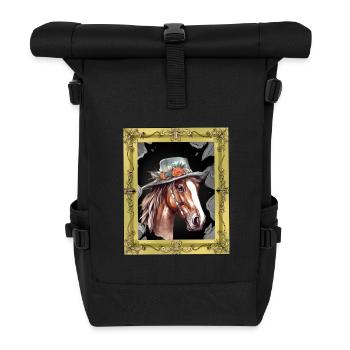 Horse Head Horse Horse Mare Ross Gaul - Roll Top Backpack - black - Front