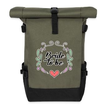 Bridal Saying Motif - Roll Top Backpack - olive/black - Front