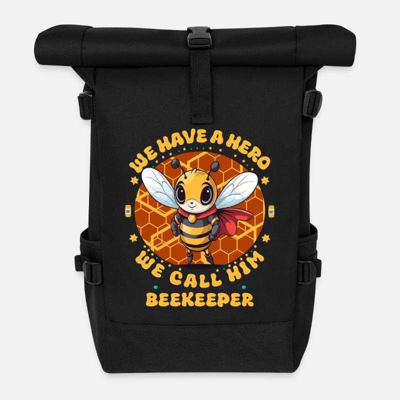 Bienen und Imker - Rolltop Rucksack - Schwarz