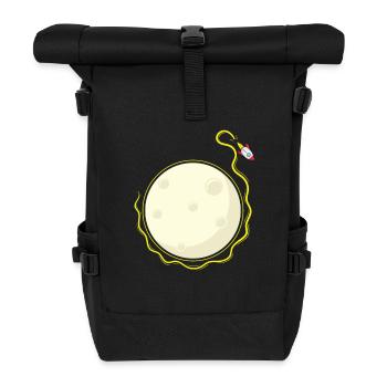 Rakete umkreist Mond - Rolltop Rucksack - Schwarz - Vorne