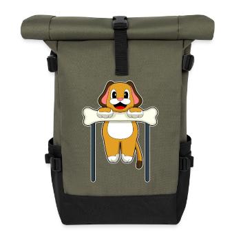 Hund Bodybuilder Klimmzüge Bodybuilding - Rolltop Rucksack - Olive/Schwarz - Vorne