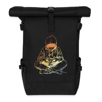 Gamer dessinant un look rétro - Sac à dos roll top - noir - Devant