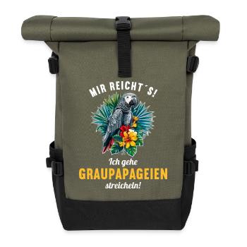 Graupapageien Graupapagei - Rolltop Rucksack - Olive/Schwarz - Vorne