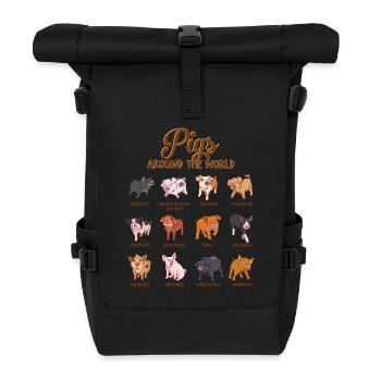 Lots of kawaii pigs - Roll Top Backpack - black - Front