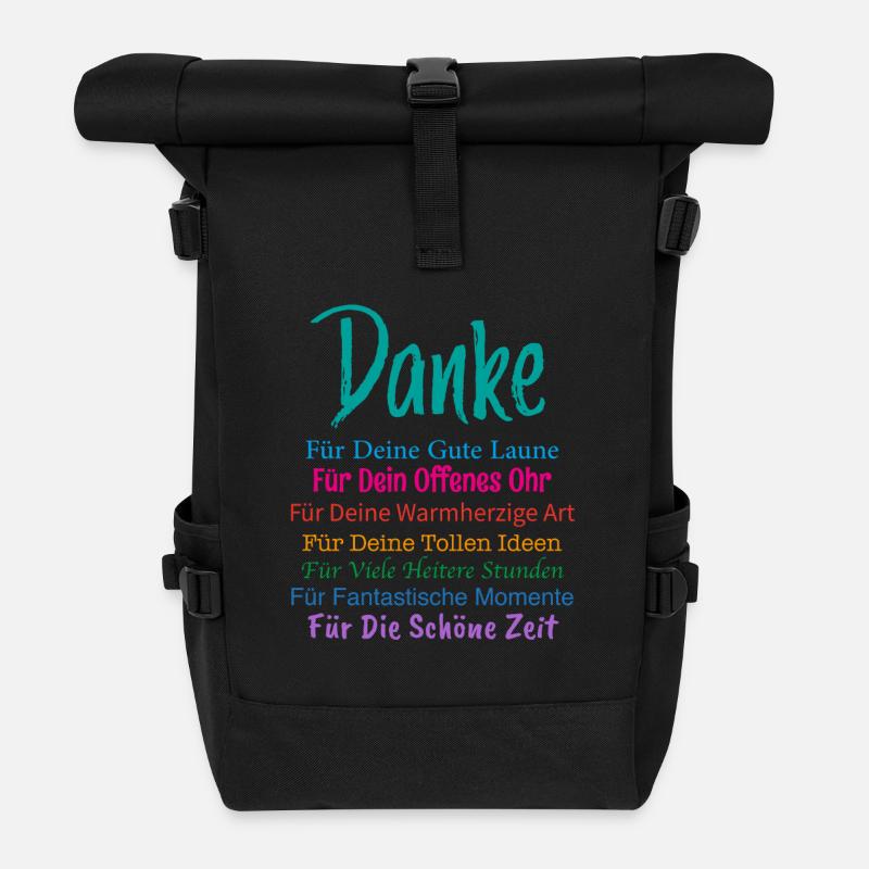 Dankeschon Geschenke Kollegen, Liebe Arbeitkollege - Rolltop Rucksack - Schwarz