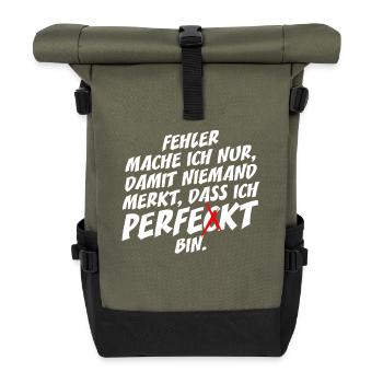 I only make perfect mistakes Self-irony Office - Roll Top Backpack - olive/black - Front