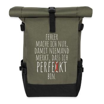 I only make perfect mistakes Self-irony Office - Roll Top Backpack - olive/black - Front