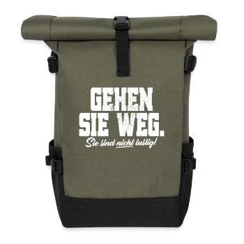 Gehen Sie Weg Sie Sind Nicht Lustig Joke Sarkasmus - Rolltop Rucksack - Olive/Schwarz - Vorne
