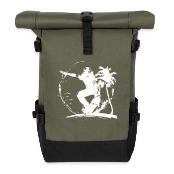 Skateboarding Zeichnung - Rolltop Rucksack - Olive/Schwarz - Vorne