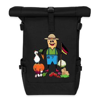 Erdnuss Landwirt Landwirte Gemüse Deutschlandfahne - Rolltop Rucksack - Schwarz - Vorne