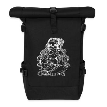 Dessin de fille de jeu - Sac à dos roll top - noir - Devant