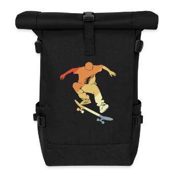 Vintage Skateboarding Graphic - Roll Top Backpack - black - Front