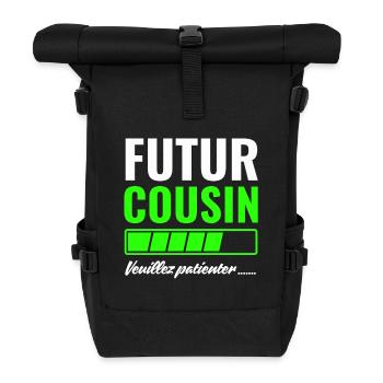 Zukünftiger Cousin, bitte warten - Rolltop Rucksack - Schwarz - Vorne