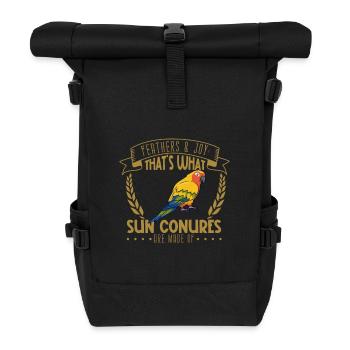 Federn und Freude - Sonnensittich - Rolltop Rucksack - Schwarz - Vorne