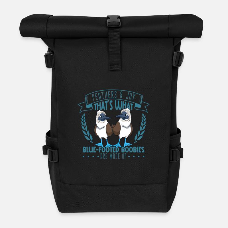 Federn und Freude - Blaufußtölpel - Rolltop Rucksack - Schwarz