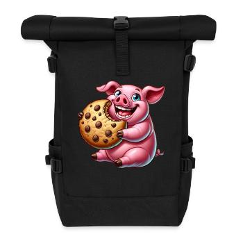Süßes Schwein Cookie Nachtisch Leckereien - Rolltop Rucksack - Schwarz - Vorne
