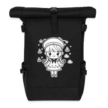 Sailor Girl Cartoon Look - Roll Top Backpack - black - Front