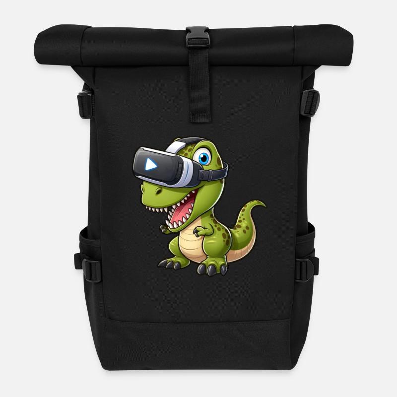Drôle Dino T-Rex Réalité virtuelle VR Fun - Sac à dos roll top - noir