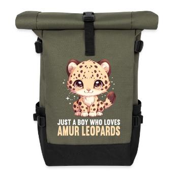 Amur Leopard Amurleoparden Amurleopard - Roll Top Backpack - olive/black - Front